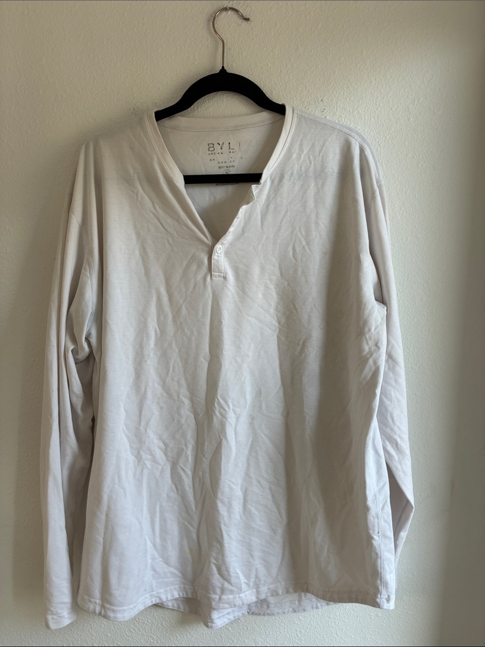 BYLT Basics Men’s White Long-Sleeve Henley